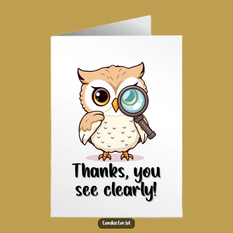 Free Printable Thank You Card: Funny Owl Spyglass Hilarious Downloadable Gift