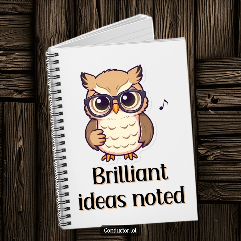Funny Owl Conductor Notebook: Features a focused owl with spectacles watching a score, perfect for jotting down musical ideas.