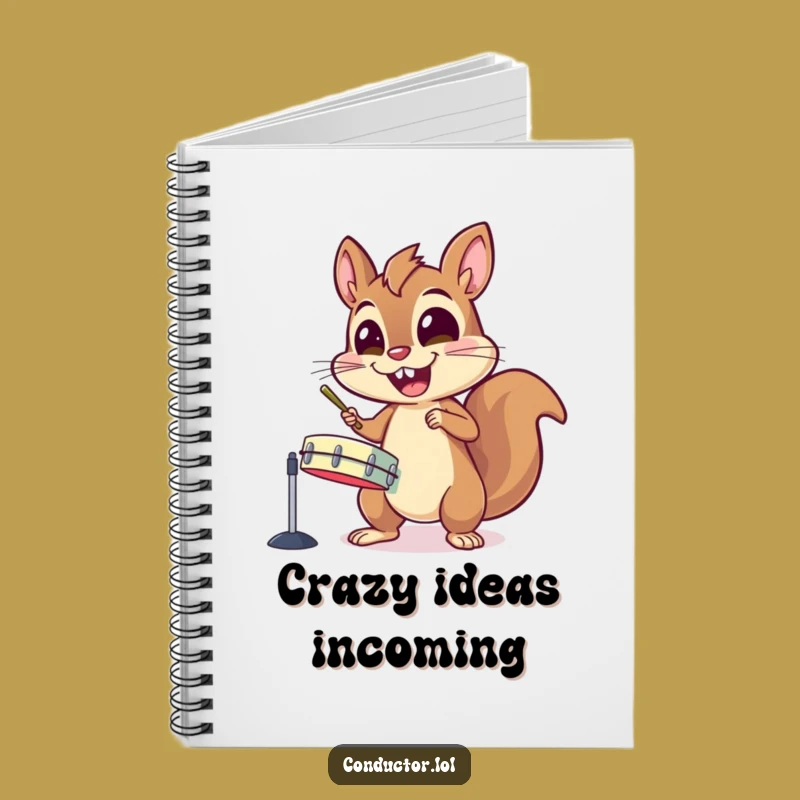 Funny Notebook: Energetic Squirrel Cymbal Banger, Jot Down Loud Ideas