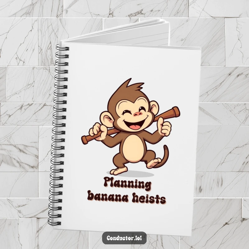 Funny monkey conductor notebook, perfect for notes and plans with a cheerful monkey theme. A cute, funny gift.