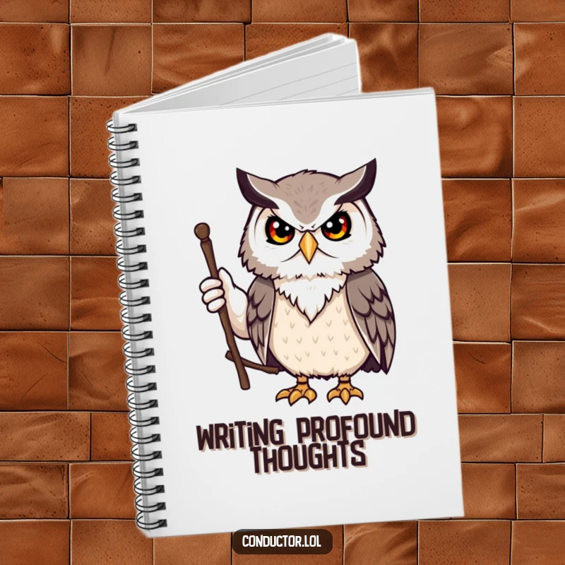 Funny owl leader notebook, perfect for plans and notes with a wise owl theme. A cute, funny gift.