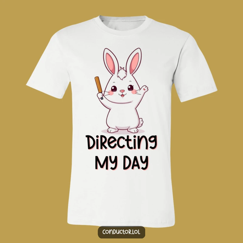 Funny Rabbit Conductor T-Shirt: Lead with a Gentle Paw
