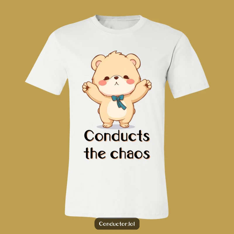 Funny Bear Conductor T-Shirt - Fluffy Maestro Tee for Music Fans