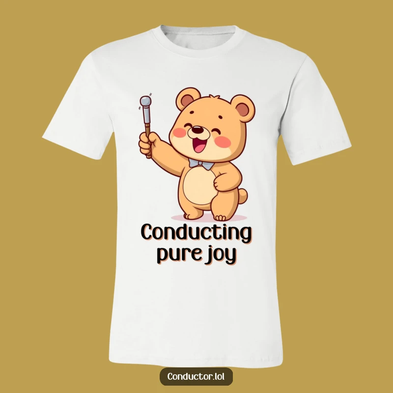 Funny Bear Conductor T-Shirt: Wear Your Enthusiasm with a Cub Maestro