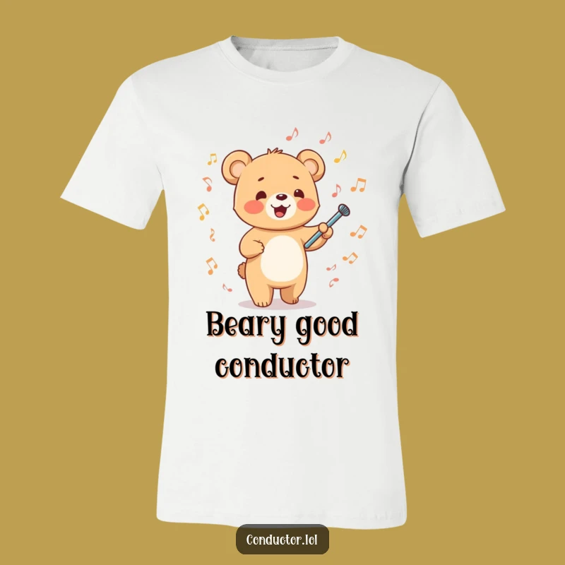 Funny Bear Cub Conductor T-Shirt - Lead with Joyful Music