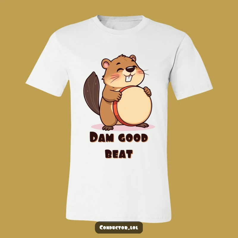 Funny Beaver Drummer T-Shirt: Focused Beaver Beats - Hilarious Music Tee!
