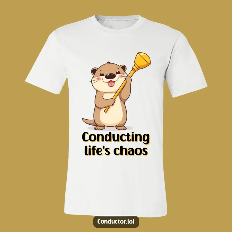 Funny Otter Conductor T-Shirt: Hilarious Maestro Graphic Tee for Music Enthusiasts