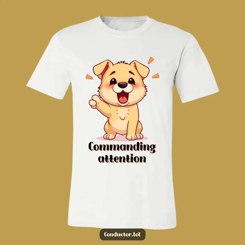 Funny Puppy Commander T-Shirt - Energetic Barking Tee for Dog Lovers
