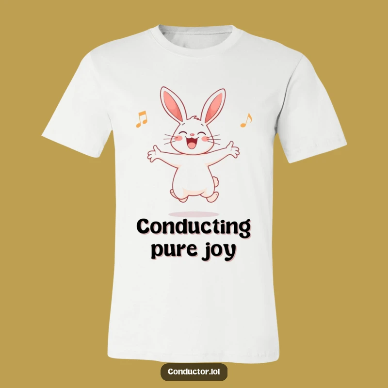 Funny Rabbit Conductor T-Shirt: Lead the Fun Like This Joyful Bunny