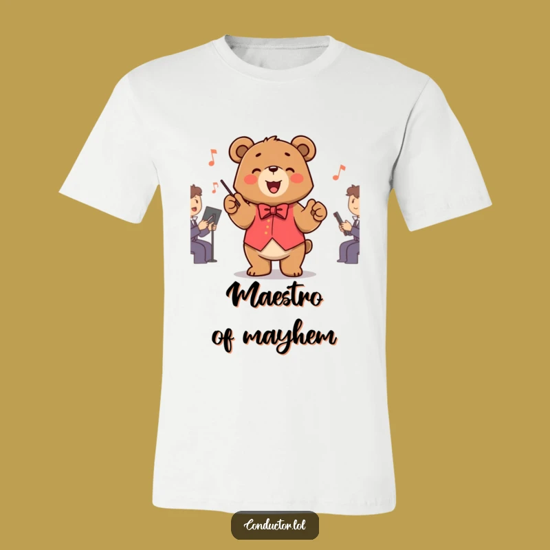 Funny Bear Conductor T-Shirt: Wear Your Joyful Maestro Performance