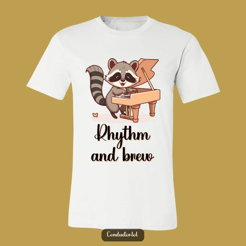 Funny Raccoon Piano T-Shirt: Tail Tapping Keys, Humorous Gift!