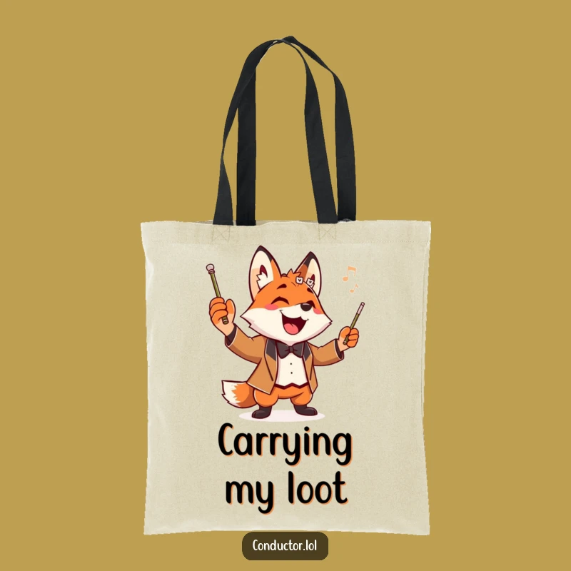 Funny Fox Conductor Tote Bag: Carry Your Baton with Maestro Style