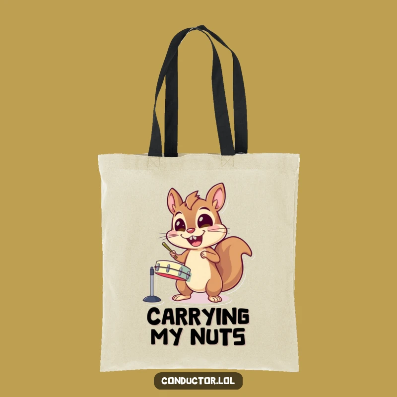 Funny Squirrel Tote Bag: Energetic Cymbal Banging, Carry Your Joy Loudly!