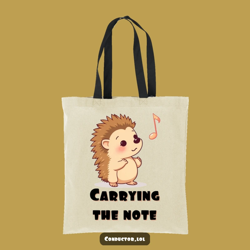 Funny Hedgehog Cue Tote Bag: Carry Your Music Notes