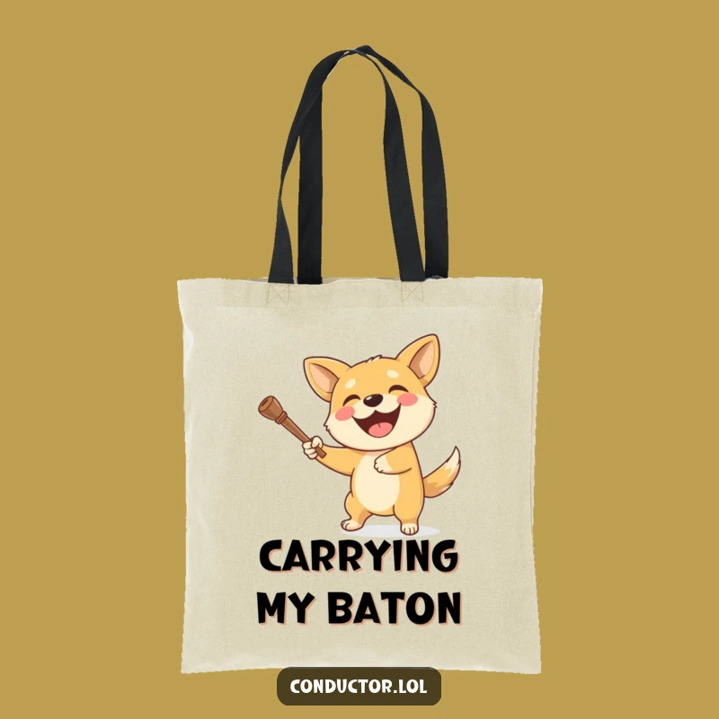 Funny Dog Baton Twirler Tote Bag: Carry Your Tunes with a Grin