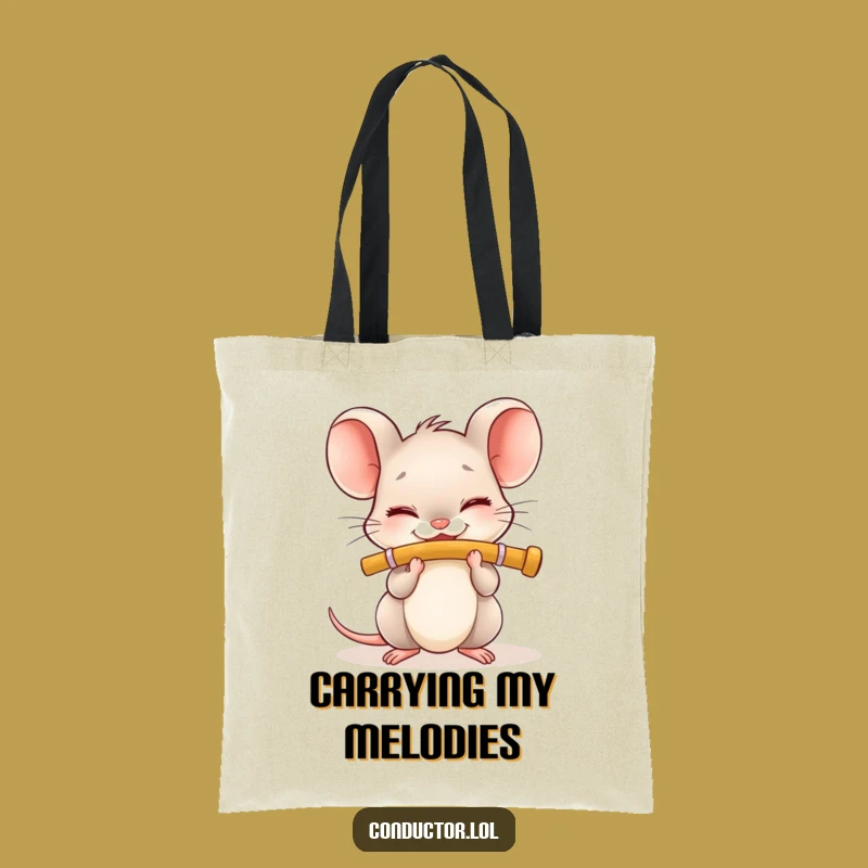 Funny Flute Mouse Tote Bag: Adorable Musical Companion, Chic and Hilarious Gift
