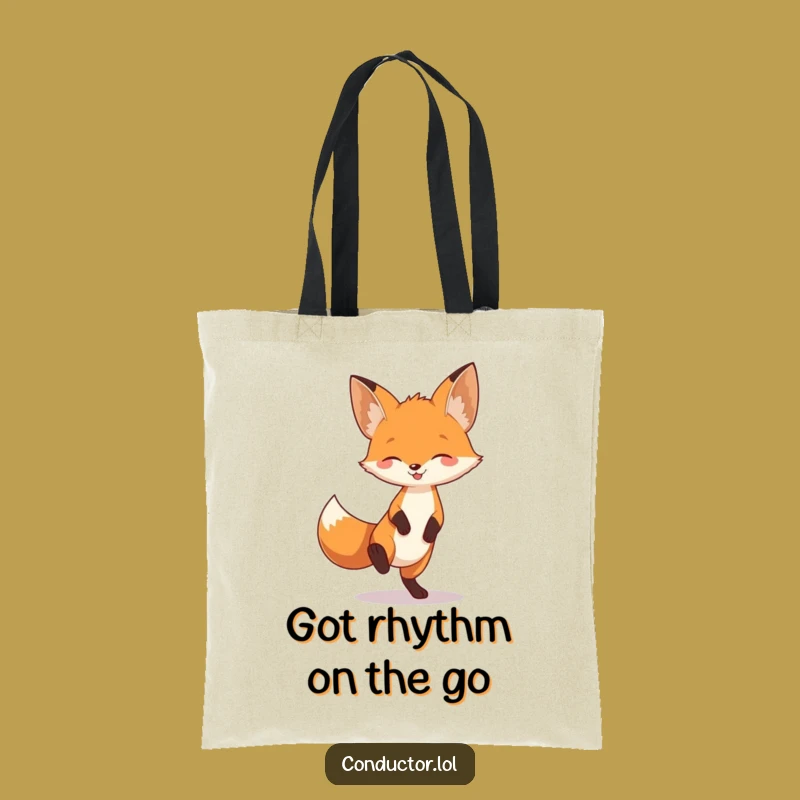 Funny Fox Tapping Foot Tote Bag: Playful Animal Lover Accessory, Cheerful & Chic