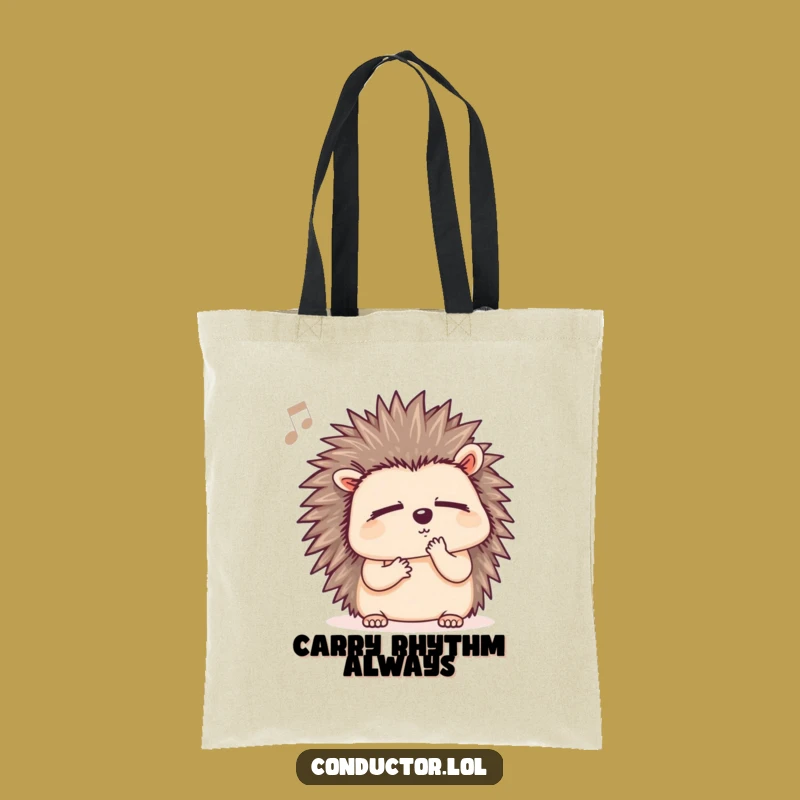 Funny Hedgehog Music Tote Bag - A Whimsical and Handy Gift for Bookworms