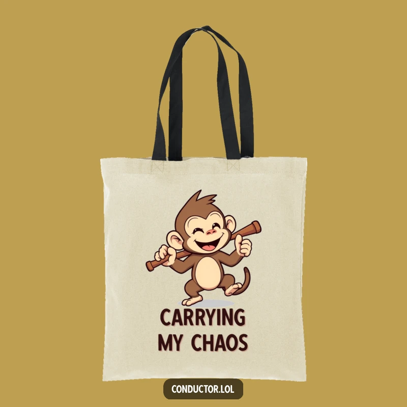 Funny Monkey Conductor Tote Bag: Carry Your Jungle Grooves