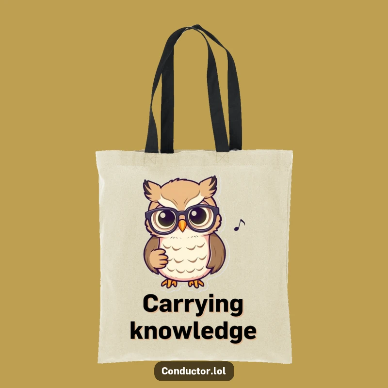 Funny Owl Conductor Tote Bag: Carry Your Scores with Scholarly Style