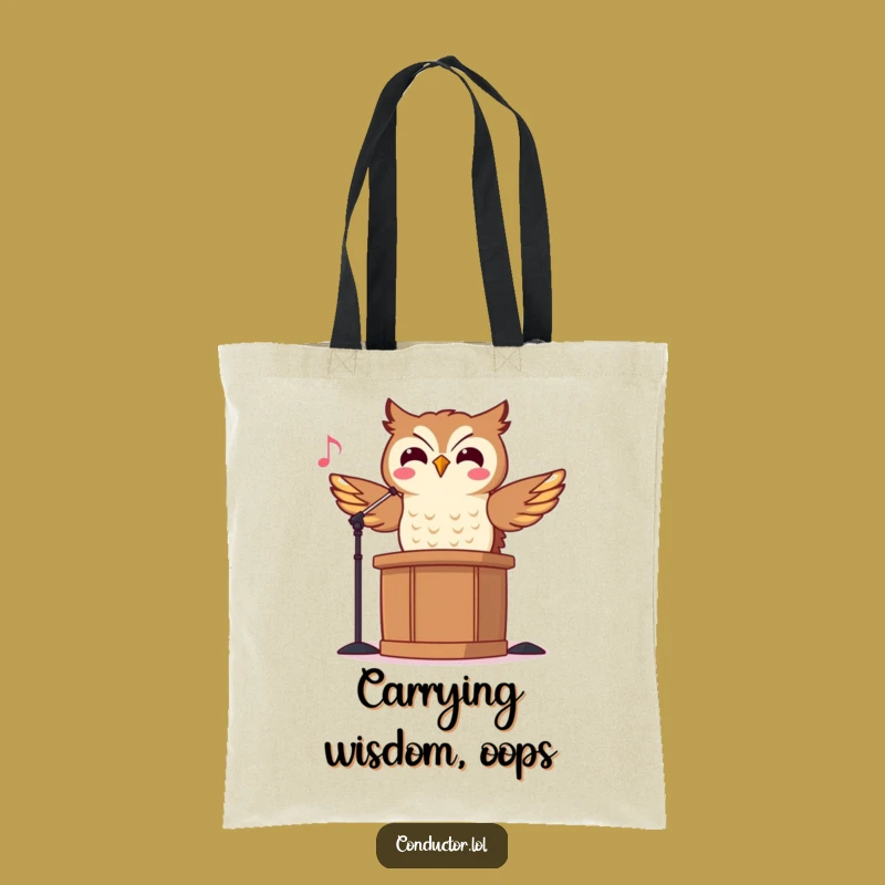 Funny Owl Conductor Tote Bag: Carry Your Tunes with Maestro Grace