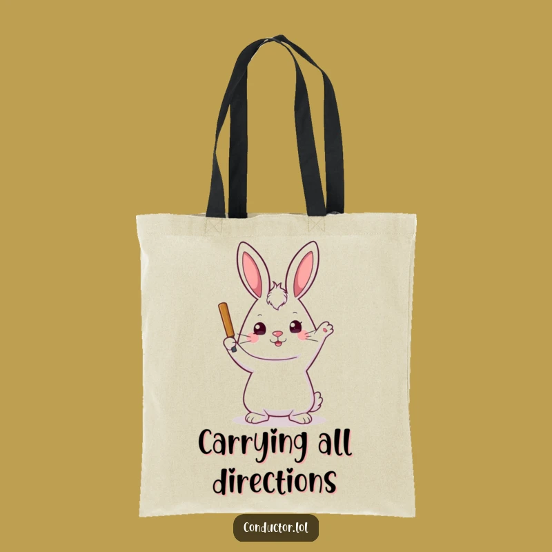 Funny Rabbit Conductor Tote Bag: Carry Your Ensemble with Purpose