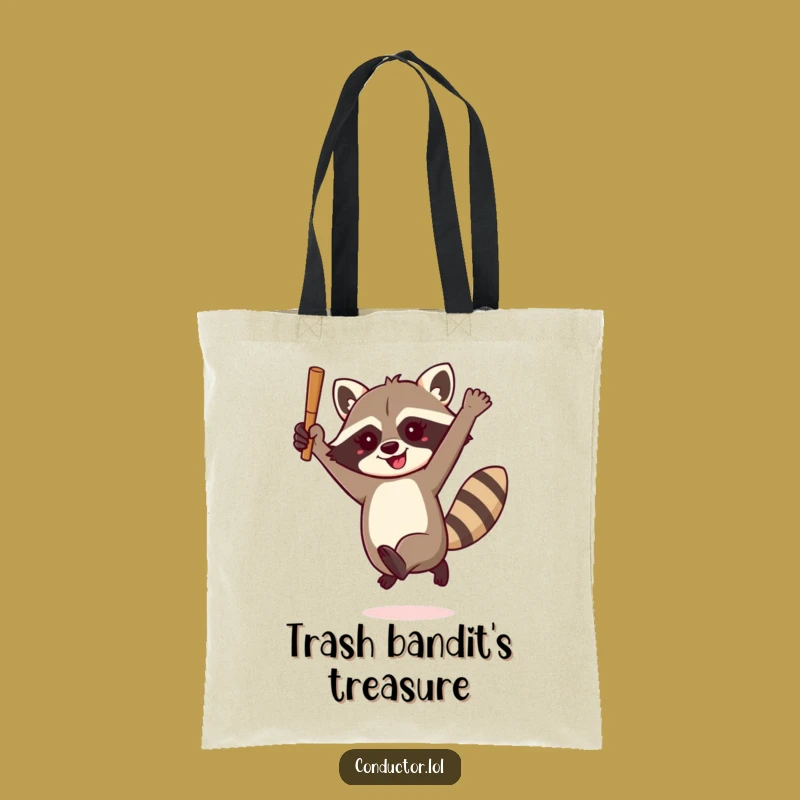 Funny Raccoon Conductor Tote Bag: Carry Your Energy and Essentials!