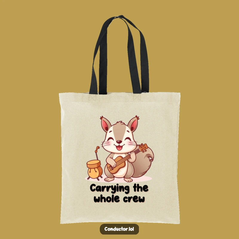 Funny Squirrel Band Tote Bag: Carry Your Tunes and Treasures