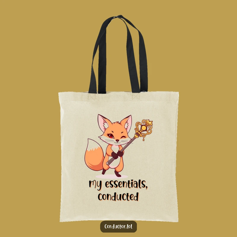 Funny Fox Baton Tote Bag: Carry Your Essentials with Maestro Style